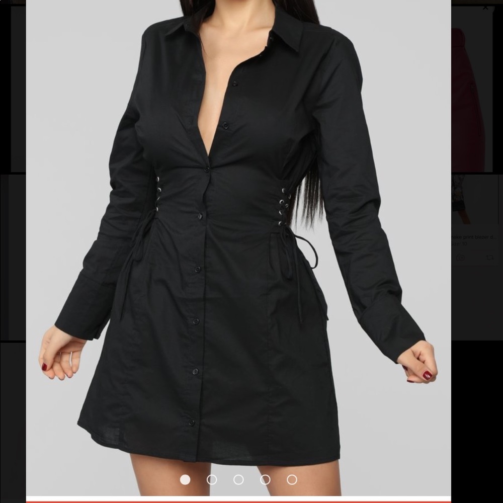 Collars shirt dress side laced detail